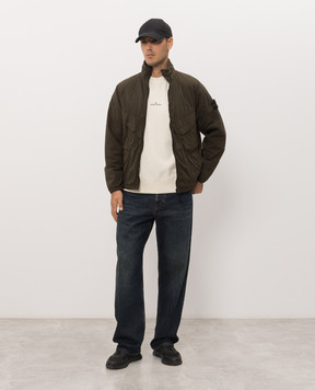 Stone Island Green jacket with logo patch L2S15Q100021S0474