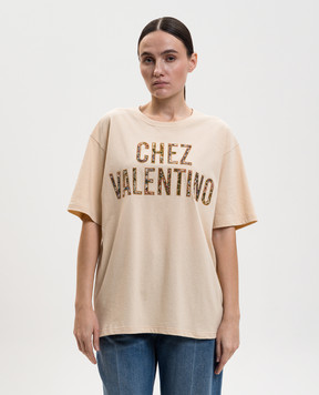 Valentino Beige T-shirt with a patch 8B3MG26AA5J