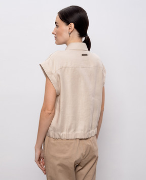 Peserico Beige linen shirt with lapels S0316602606