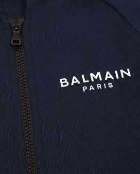 Balmain Children's blue sports jacket with textured logo BZ4I30Z3183610