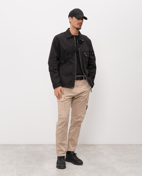 Stone Island Beige cargo pants with logo patch L1S153100032S0A10