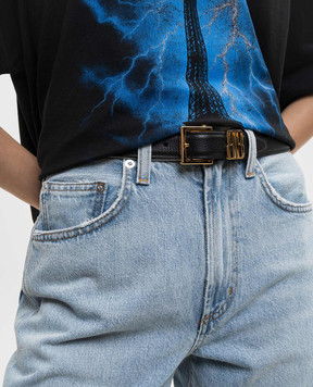 Balenciaga Black leather belt BB Editor 8468752AB4J
