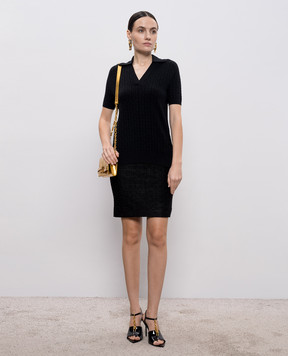 Balmain Black wool polo shirt with pattern GF1GB030KJ47