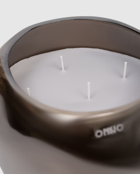 Onno Cape Smoked Grey M candle with Muse scent in a glass candle holder ON509M