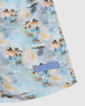 Palm Angels Blue printed swim shorts PBFD001S26FAB001