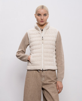 Brunello Cucinelli Beige down vest with sequins M0DVT7776