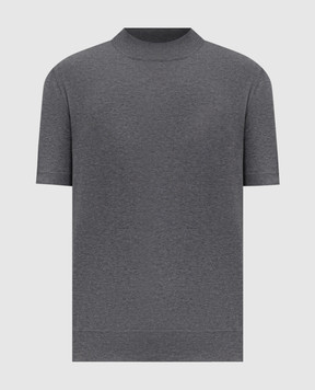 Brunello Cucinelli Grey melange silk T-shirt MNB805404P
