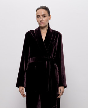 Agnona Burgundy double-breasted velvet jacket TX1209XV5004
