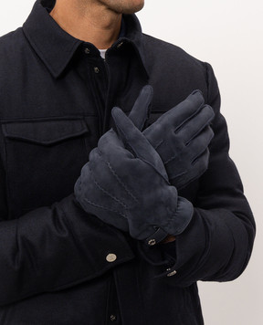 Stefano Ricci Blue suede gloves MUG6300020LACONV