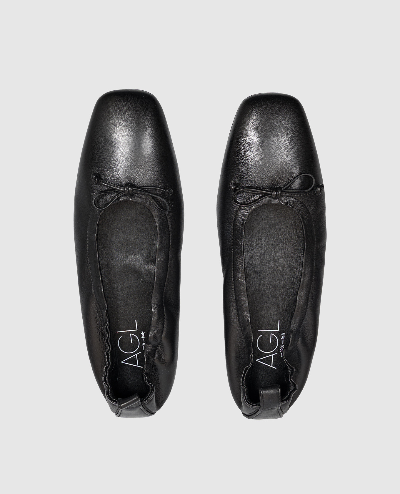 Black leather ballet flats MEMY AGL 4