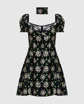 Dolce&Gabbana Black printed silk mini dress F659HTFSA85