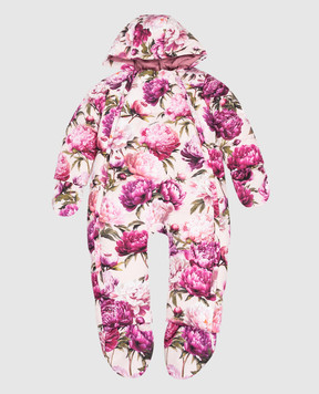Dolce&Gabbana Children's pink down jumpsuit with floral print L2JO5KG7Q1M