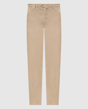 Kiton Beige pants with logo patch UFPPERK0100L