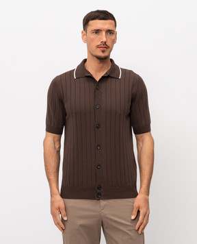 Peserico Brown ribbed shirt with short sleeves R59521F189173R