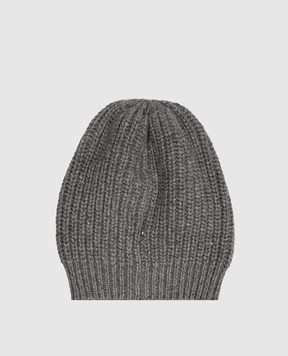 Brunello Cucinelli Gray cashmere and silk hat with sequins M32373999