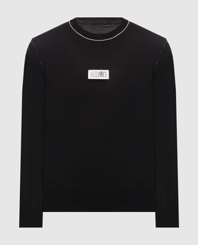 Maison Margiela MM6 Black sweater with inside-out wool SH0HL0017M13037