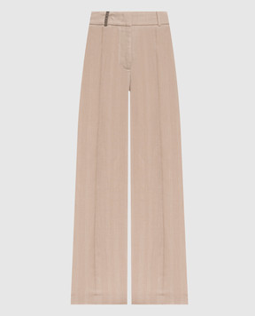 Peserico Beige linen pants with patch A0433501920