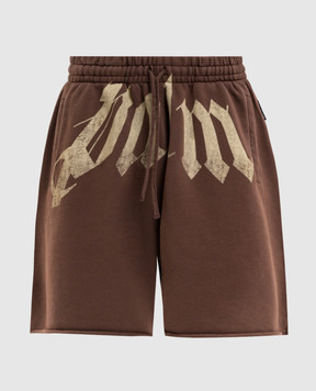 Palm Angels Brown shorts with logo print PAMCV002FL003