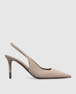 Brunello Cucinelli Beige suede slingbacks MZSFC3256