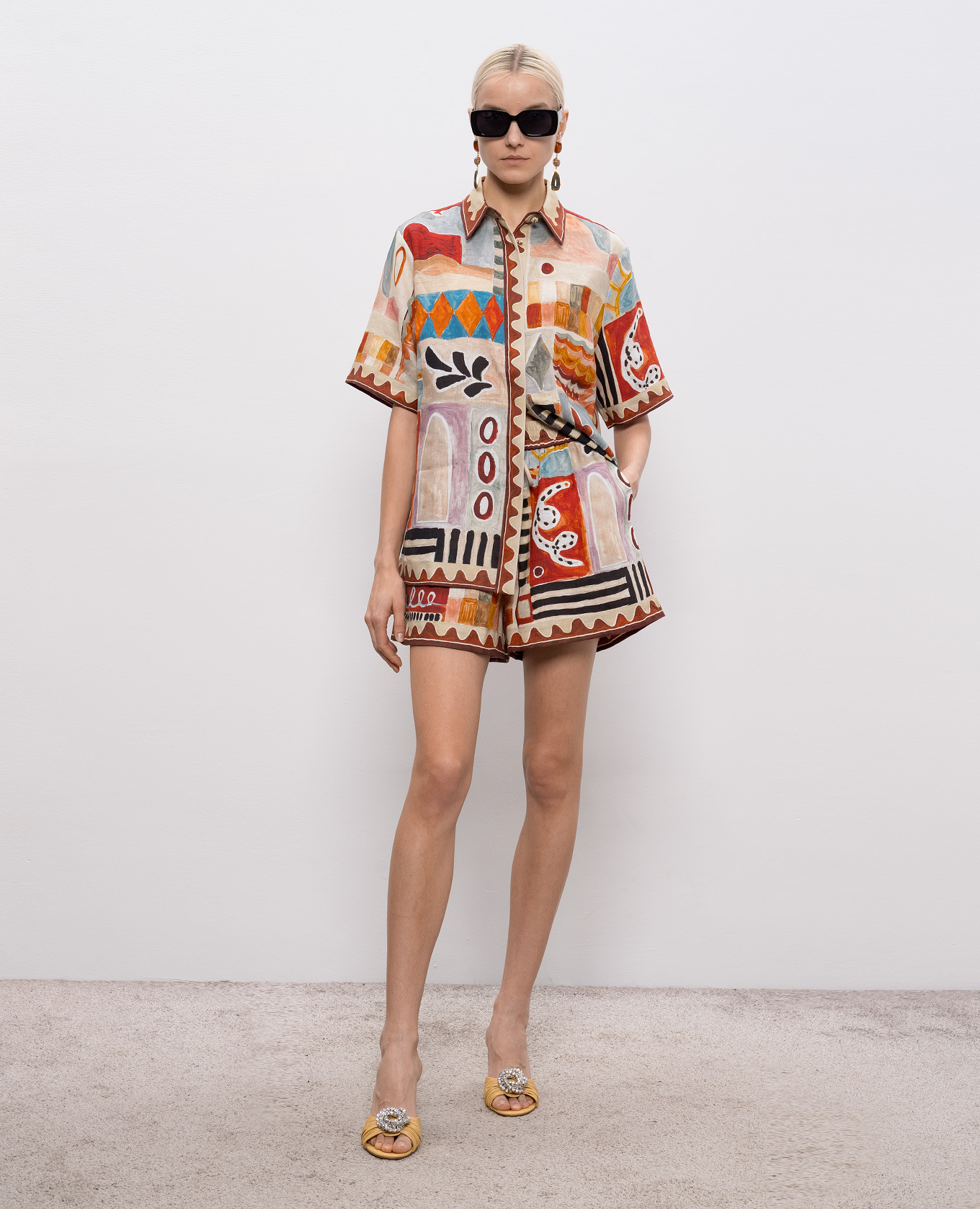 

Michelle printed linen shorts Alemais, White