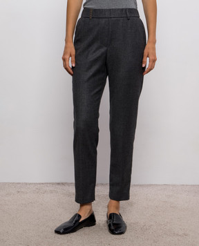 Peserico Gray wool pants with lurex A0419703359