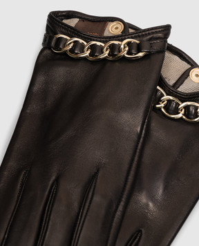 Sermoneta Gloves Black leather gloves with chain AN07FCATENACH