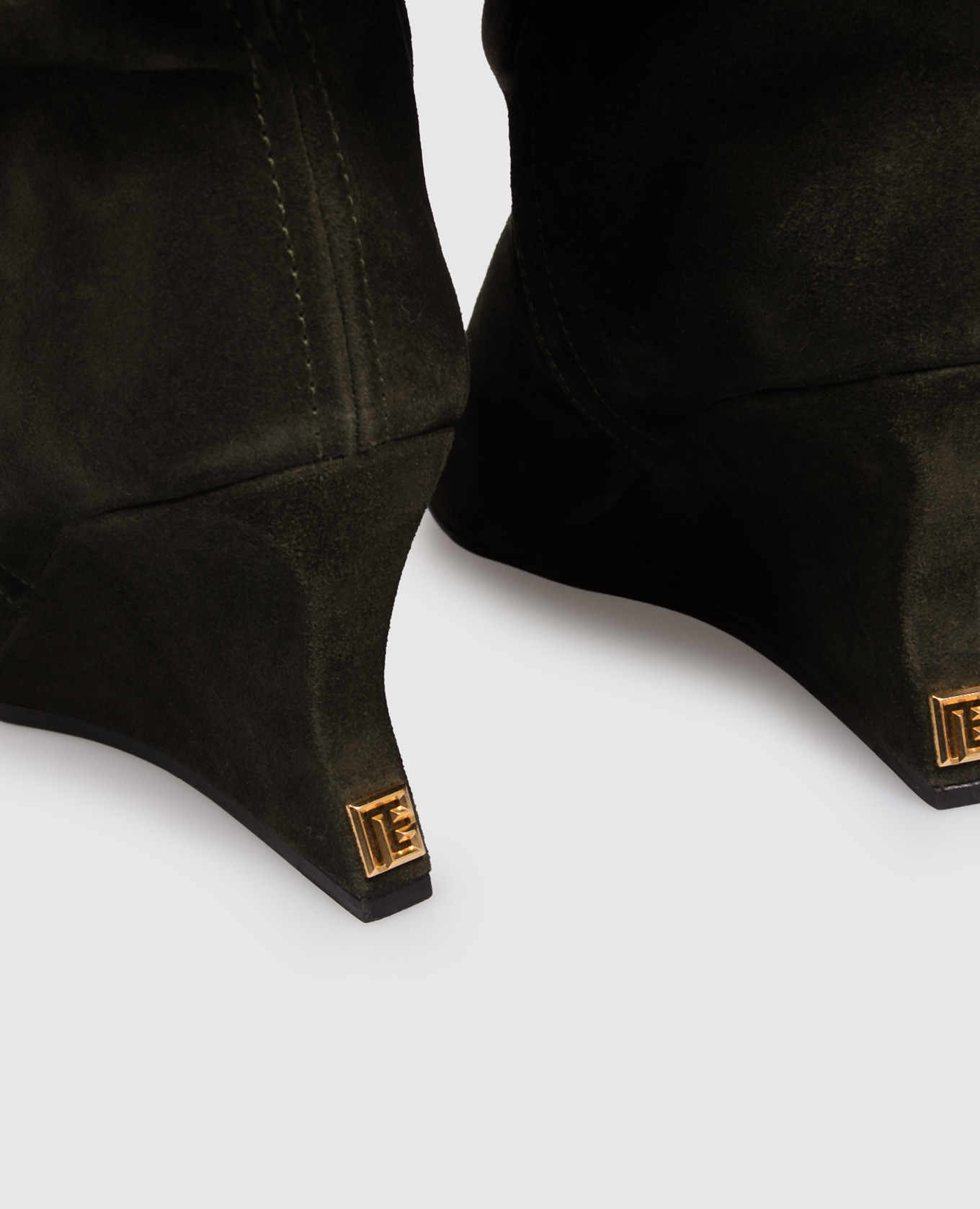 Green suede wedge ankle boots Balmain 5