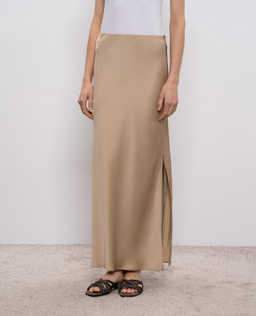 Brunello Cucinelli Beige maxi skirt with slits M0H38G3396