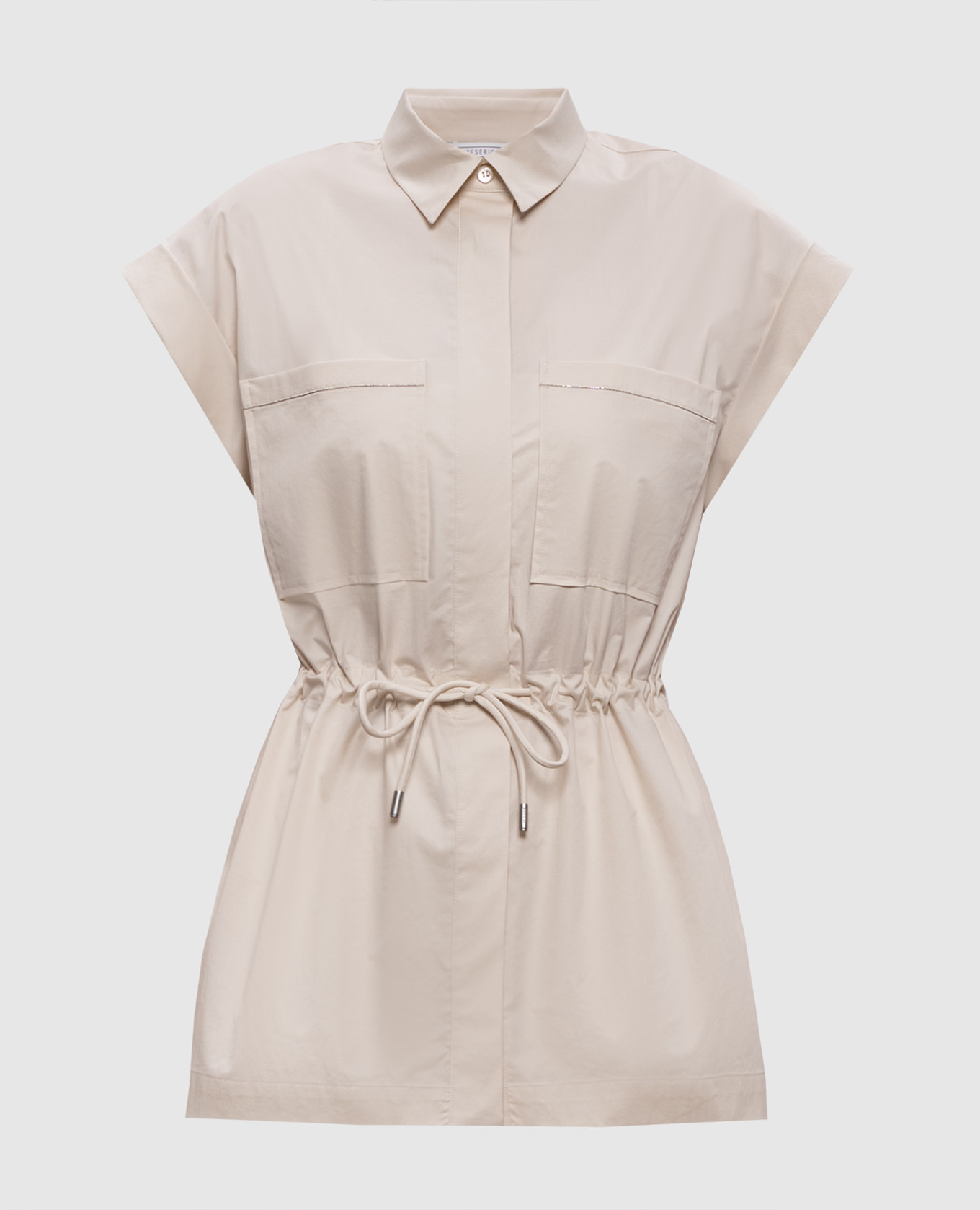 Beige shirt with monil chain