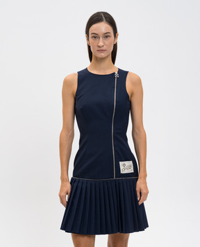 Off-White Blue wool dress with logo 2DB55RF25FAB001