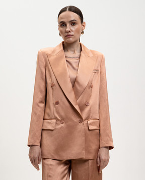 Peserico Pink double-breasted jacket with linen E0122306800