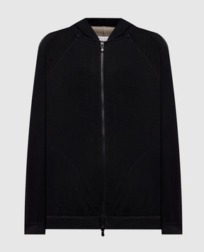 Brunello Cucinelli Black silk sports jacket with monil chain MP828SM606