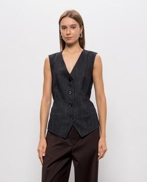 Solotre Dark gray patterned wool vest M1AC0072
