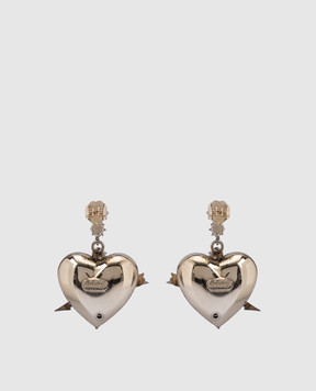 CelesteG Gold-tone earrings with heart-shaped pendants and crystals 524
