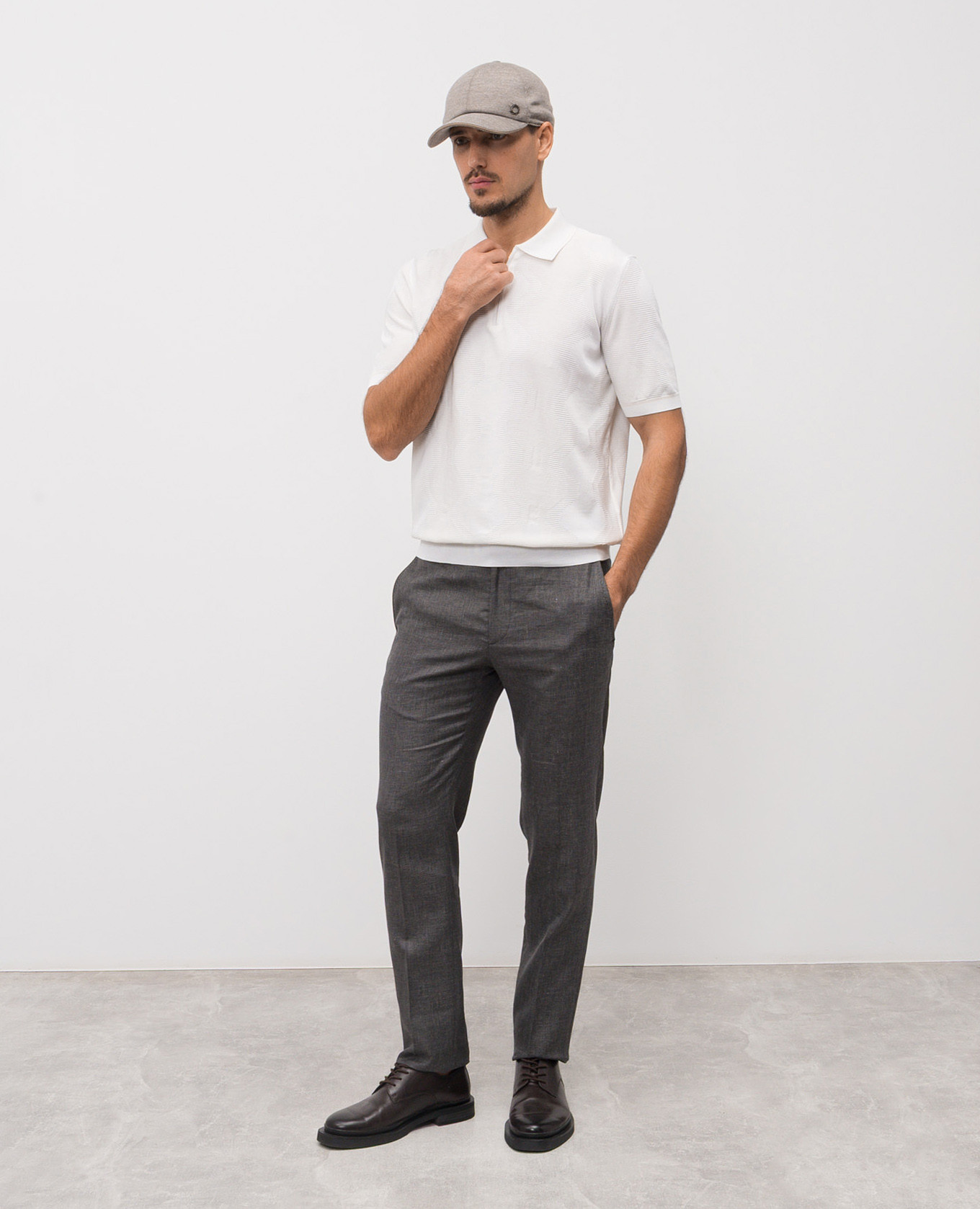 White polo shirt with patterned silk Stefano Ricci 2