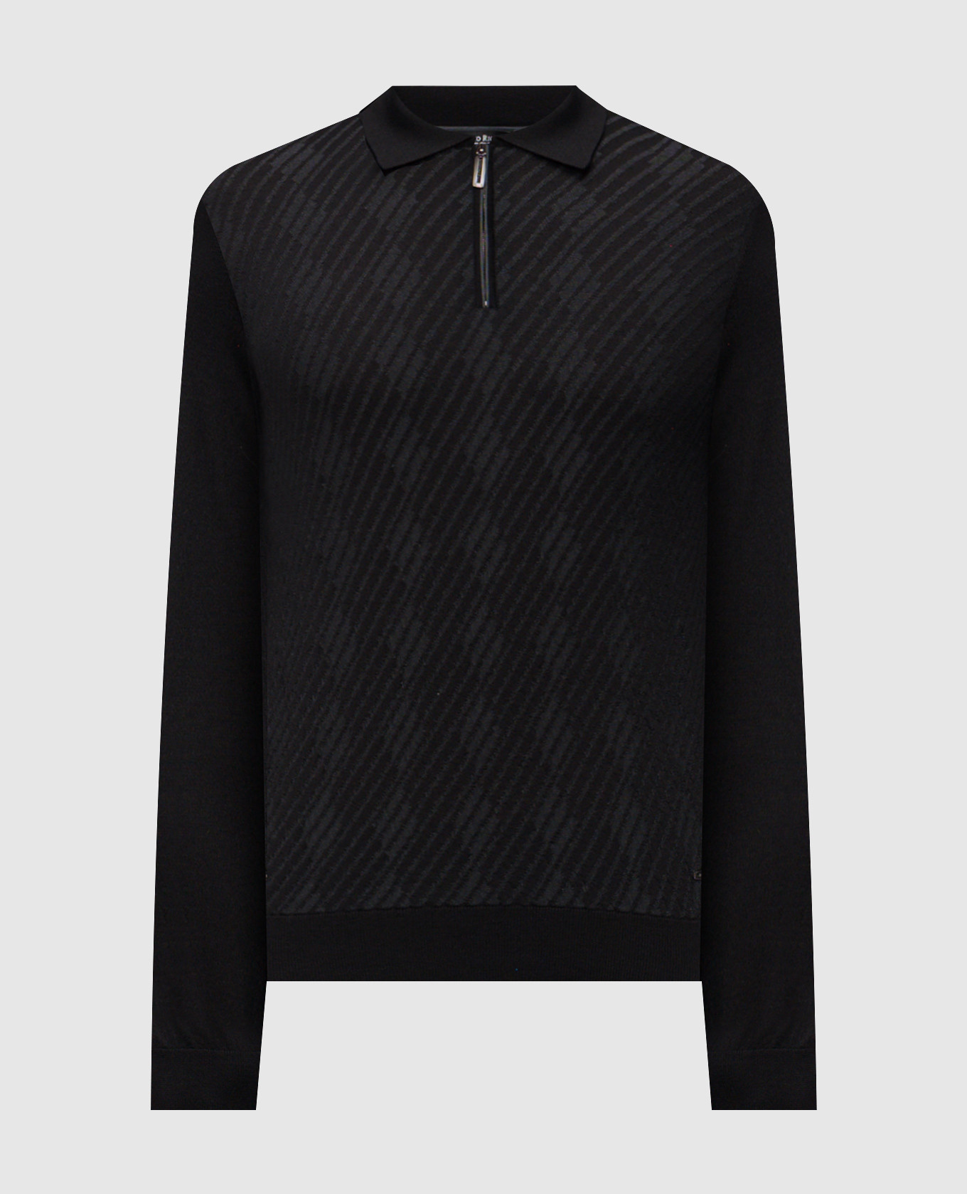 

Black cashmere and silk patterned polo shirt Stefano Ricci
