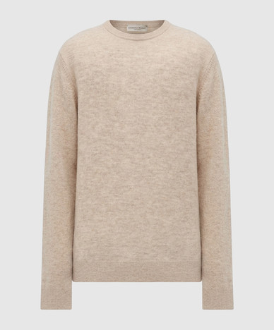 Beige gemêleerde kasjmier trui