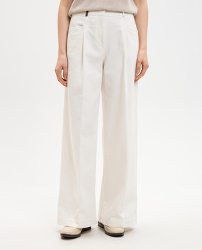 Peserico Ivory branded patch trousers P04726TS07956
