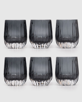 La Reine Set of gray crystal glasses DIAMOND 6 pcs DOFDIAMOND