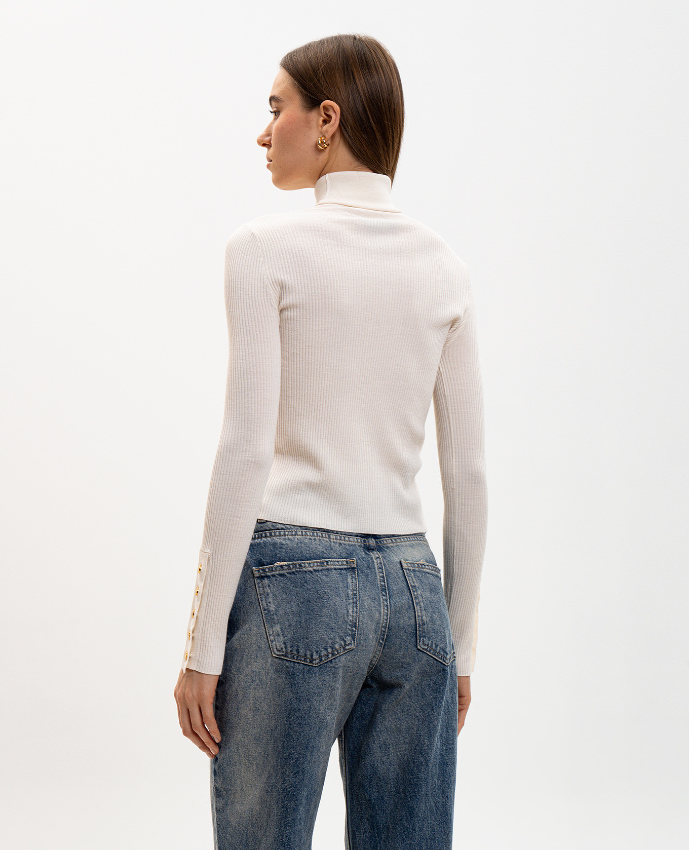 

White ribbed wool and silk golf Palm Angels
