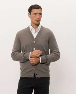 Brunello Cucinelli Khaki cashmere cardigan M22203806