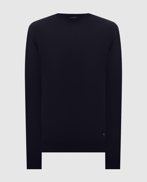 Stefano Ricci Blue wool jumper with logo monogram K303025G01F26345