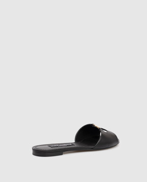 Dolce&Gabbana Black leather flip-flops with DG logo CQ0684A1953