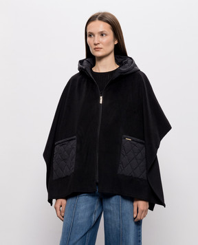 Twinset Black poncho with hood 262LI4BLL