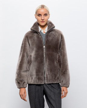 Babe Pay Pls Gray cropped sheepskin coat 2628SETA
