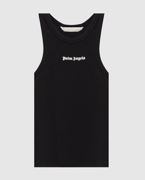 Palm Angels Black ribbed tank top PWAC024S26JER001