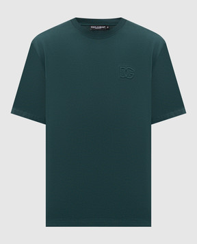 Dolce&Gabbana Green T-shirt with textured DG logo monogram G8PN9ZG7P7V