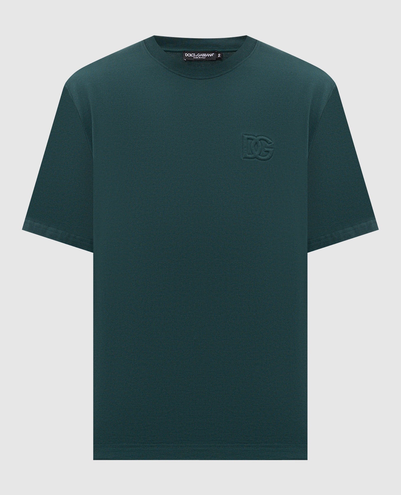 Green T-shirt with textured DG logo monogram
