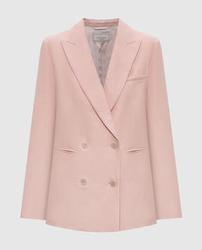 Peserico Pink double-breasted linen jacket with chain A0119902606