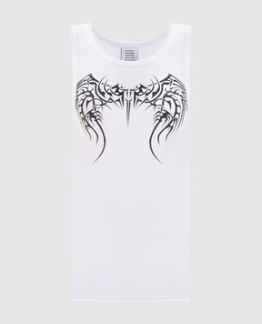 Vetements White ribbed T-shirt with print MH27TT214W